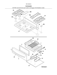 Top/drawer Diagram and Parts List for 79074333312  Kenmore Range