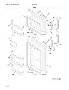 Dooor Diagram and Parts List for LFHT1831QP4  Frigidaire Refrigerator