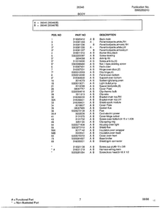 Body Page 2 Diagram and Parts List for 283460B  Frigidaire Range