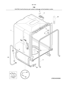 Tub Diagram and Parts List for 58714013415B  Kenmore Dishwasher