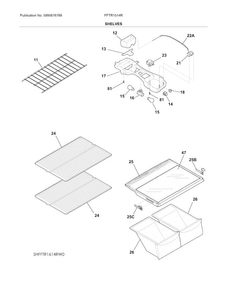 Shelves Diagram and Parts List for FFTR1514RW1  Frigidaire Refrigerator