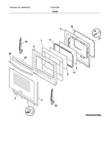 Door Diagram and Parts List for FGGF3030PWD  Frigidaire Range