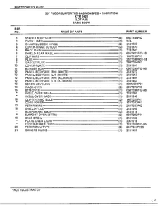 Basic Body Page 2 Diagram and Parts List for 2428B  Frigidaire Range
