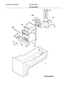 Ice Container Diagram and Parts List for EW23BC85KSDA  Electrolux Refrigerator
