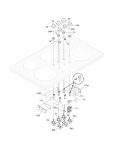 Controls Diagram and Parts List for 79042743401  Kenmore Cooktop