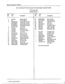 Basic Body Page 2 Diagram and Parts List for 4821A  Frigidaire Range