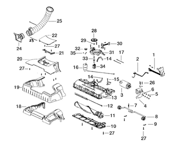 Base/hood Assy Diagram and Parts List for EL5035A  Electrolux Upright Vacuum