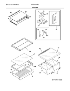 Shelves Diagram and Parts List for FGHT2046QE1  Frigidaire Refrigerator