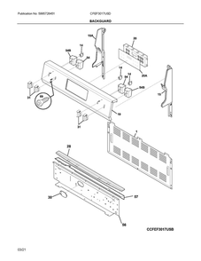 Backguard Diagram and Parts List for CFEF3017USD  Frigidaire Range