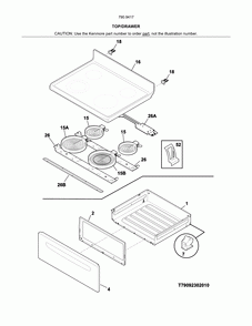 Top/drawer Diagram and Parts List for 79094172311  Kenmore Range