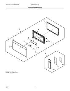 Control Panel, Door Diagram and Parts List for EMOW1911ASA  Frigidaire Microwave