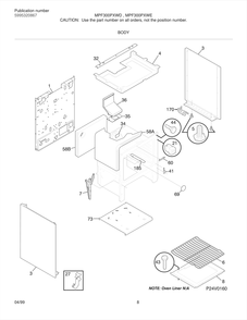 Body 2 Diagram and Parts List for MPF300PXWD  Frigidaire Range