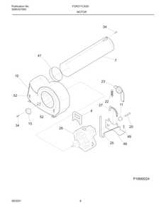 Motor Diagram and Parts List for FGR221CAS0  Frigidaire Dryer