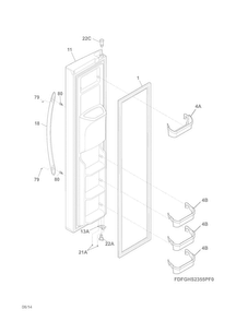 Freezer Door Diagram and Parts List for FGHS2355PF5A  Frigidaire Refrigerator
