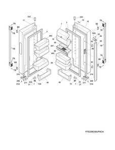 Fresh Food Doors Diagram and Parts List for E23BC68JPSCA  Electrolux Refrigerator