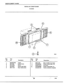 Room Air Conditioner Page 6 Diagram and Parts List for 5144000  Frigidaire Air Conditioner