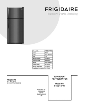 01 - Cover Sheet Diagram and Parts List for FTMD18P4TD0  Frigidaire Refrigerator