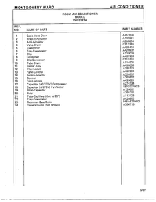 Room Air Conditioner Page 4 Diagram and Parts List for 5337A  Frigidaire Air Conditioner