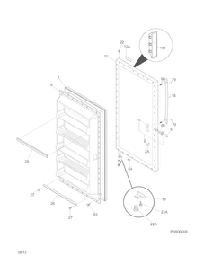 Door Diagram and Parts List for LFFU14F5HWS  Frigidaire Freezer