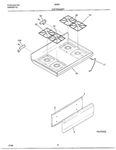 Top/drawer Diagram and Parts List for 284260A  Frigidaire Range