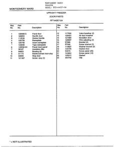 Door Parts Page 2 Diagram and Parts List for 44057-OA  Frigidaire Freezer