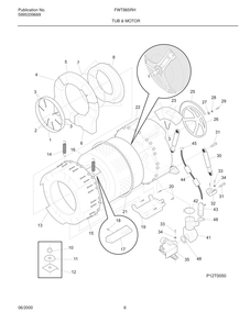 Tub And Motor Diagram and Parts List for FWT865RHS0  Frigidaire Washer