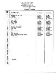 Room Air Conditioner Page 4 Diagram and Parts List for 5695A  Frigidaire Air Conditioner