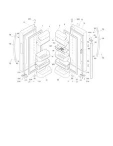 Fresh Food Doors Diagram and Parts List for FGHG2366PF0  Frigidaire Refrigerator