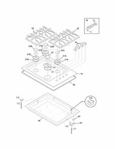 Main Top Diagram and Parts List for 79032423901  Kenmore Cooktop