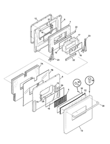 Door Diagram and Parts List for 74403  Frigidaire Range