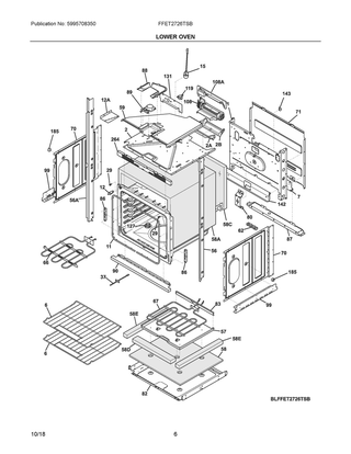 Lower Oven Diagram and Parts List for FFET2726TSB  Frigidaire Wall Oven