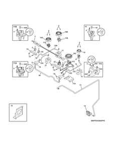 Burner Diagram and Parts List for FPDS3085PFF  Frigidaire Range