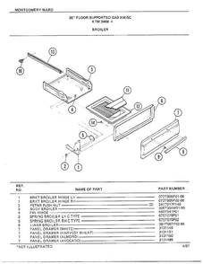 30` Floor/broiler Diagram and Parts List for 2468A  Frigidaire Range