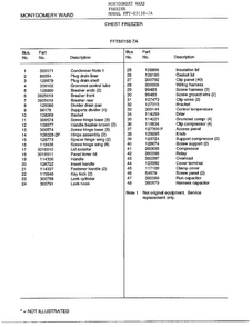 Chest Freezer Page 2 Diagram and Parts List for 85158-7A  Frigidaire Freezer