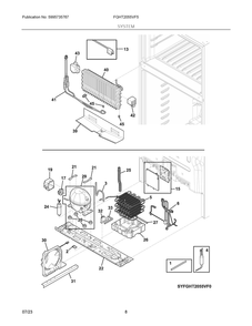 System Diagram and Parts List for FGHT2055VF5  Frigidaire Refrigerator