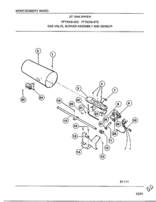 Gas Dryer-gas Valve-burner Assembly Diagram and Parts List for 8308-80D  Frigidaire Dryer