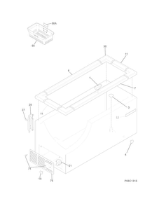 Cabinet Diagram and Parts List for FFFC18M4RWA  Frigidaire Freezer