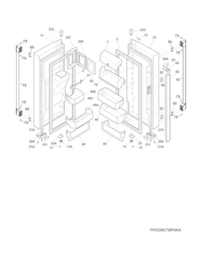 Fresh Food Doors Diagram and Parts List for E23BC78IPSKA  Electrolux Refrigerator
