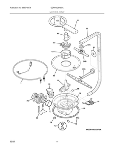 Motor And Pump Diagram and Parts List for GDPH4525AF0A  Frigidaire Dishwasher