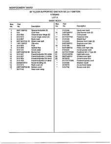 30" Gas Range/basic Body Page 2 Diagram and Parts List for 2440A  Frigidaire Range