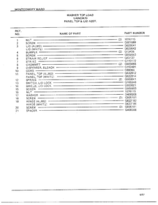 Panel Top And Lid Assy Page 2 Diagram and Parts List for 6347B  Frigidaire Washer