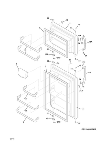 Doors Diagram and Parts List for 25370303415  Kenmore Refrigerator