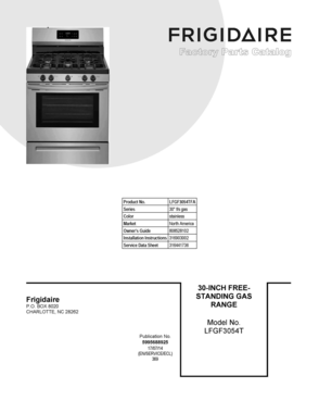 01 - COVER SHEET Diagram and Parts List for LFGF3054TFA  Frigidaire Range