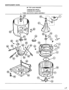 Tubs, Agitator And Base Assembly Diagram and Parts List for 6338A  Frigidaire Washer