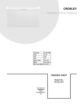 01 - COVER SHEET Diagram and Parts List for CFCE152TW0  Frigidaire Freezer