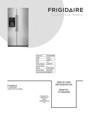 01 - COVER Diagram and Parts List for FFHS2322MSD  Frigidaire Refrigerator