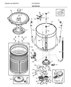 Motor/Tub Diagram and Parts List for FLCE752CAW1  Frigidaire Washer Dryer Combo