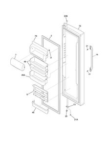 Refrigerator Door Diagram and Parts List for FFSC2323LP6  Frigidaire Refrigerator