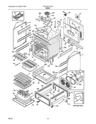 Body Diagram and Parts List for FPEH3077RFG  Frigidaire Range