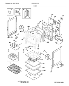 Body Diagram and Parts List for FFEH3051VSC  Frigidaire Range